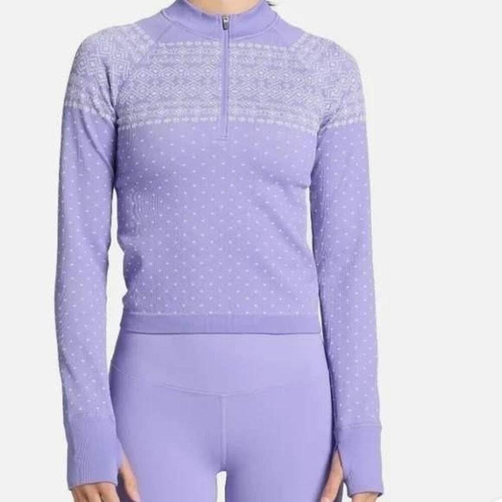 DSG Women purple white longsleeves quarter zip‎ Size M sweater NWT